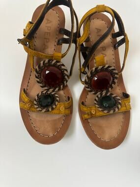 Apepazza Jeweled Statement Ankle Strap Suede Sandals - Boho Statement